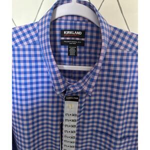 Kirkland Signature Men's Button-Down Dress Shirt NWT- Trad Fit 17.5  34/35